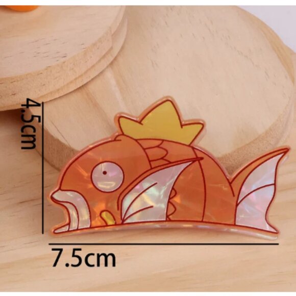 Magikarp Pokemon Cartoon Acrylic Hair Claw Orange Fish Clip - Picture 3 of 4